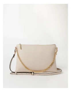 Basque Kiera Multi Gusset Shoulder Bag In Stone