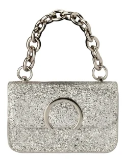 Olga Berg Lidia Top Handle Crossbody Bag In Silver