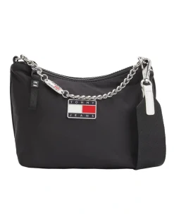 Tommy Jeans Badge Plaque Shoulder Bag In Black