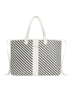 Tommy Hilfiger Iconic Woven Tote Bag In Navy/White