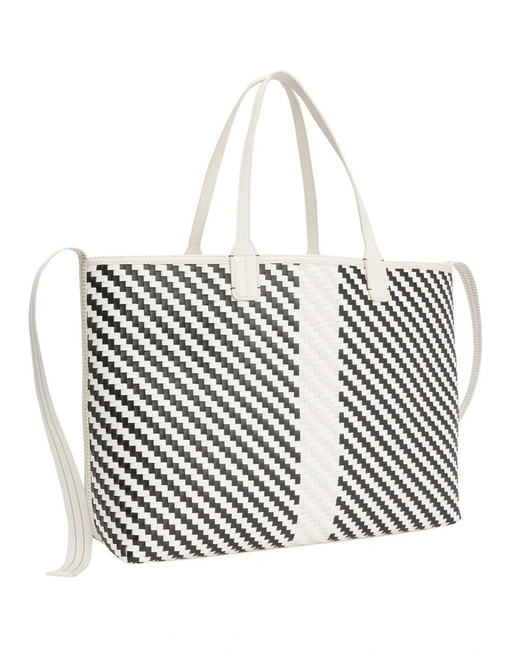 Tommy Hilfiger Iconic Woven Tote Bag In Navy/White 5 Tommy Hilfiger Iconic Woven Tote Bag In Navy/White - Image 3