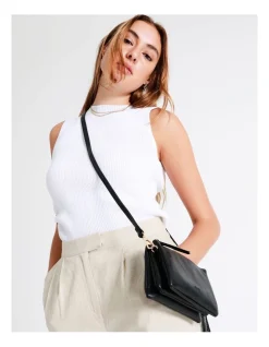 Piper Mia Multi Gusset Crossbody Bag In Black -Mocha shop 930624130 2 720x928