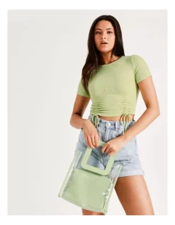 Miss Shop Vision Vinylite Satchel Bag In Lime -Mocha shop 930627370 4 1 720x928