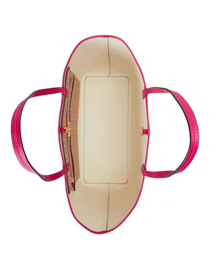 Lauren Ralph Lauren Collins Tote Bag Zip Top In Pink/Birch Tan 6 Lauren Ralph Lauren Collins Tote Bag Zip Top In Pink/Birch Tan - Image 4