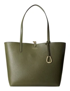 Lauren Ralph Lauren Reversible Tote Bag Zebra Ptchwrk In Clsc Olive/Olive