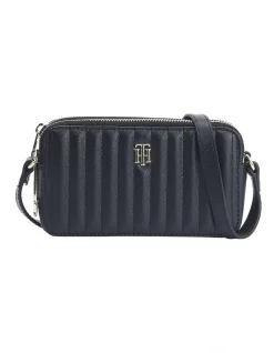 Tommy Hilfiger Quilted TH Monogram Crossover Camera Bag In Black
