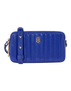 Tommy Hilfiger Quilted TH Monogram Crossover Camera Bag In Blue
