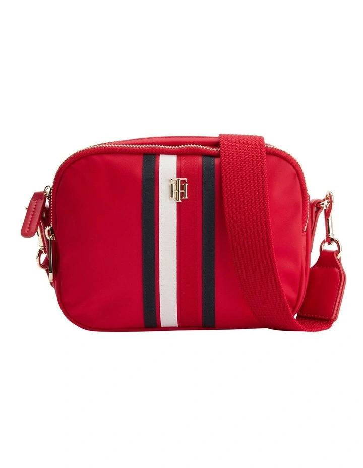 Tommy Hilfiger Monogram Stripe Nylon Crossover Bag In Primary Red 3 Tommy Hilfiger Monogram Stripe Nylon Crossover Bag In Primary Red