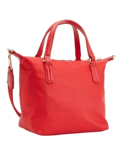 Tommy Hilfiger TH Monogram Signature Small Nylon Tote In Primary Red -Mocha shop 935230420 3 720x928