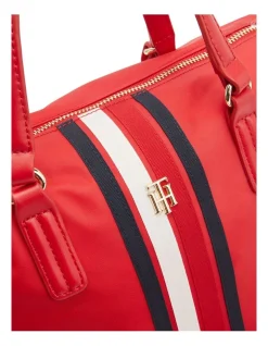 Tommy Hilfiger TH Monogram Signature Small Nylon Tote In Primary Red -Mocha shop 935230420 5 720x928