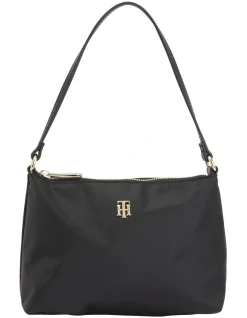 Tommy Hilfiger TH Monogram Nylon Shoulder Bag In Black