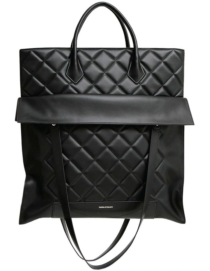 Belle & Bloom Lost Lovers Quilted Leather Tote In Black 3 Belle & Bloom Lost Lovers Quilted Leather Tote In Black