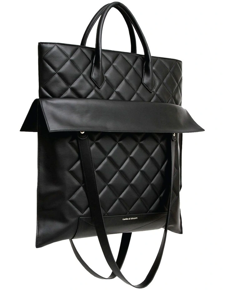 Belle & Bloom Lost Lovers Quilted Leather Tote In Black 4 Belle & Bloom Lost Lovers Quilted Leather Tote In Black - Image 2