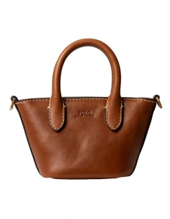 Polo Ralph Lauren Leather Miniature Crossbody Tote In Brown