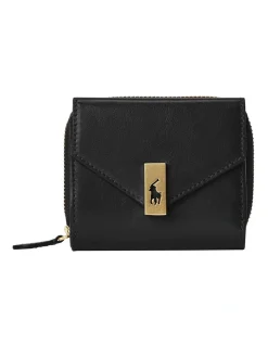 Polo Ralph Lauren Polo ID Leather Compact Wallet In Black