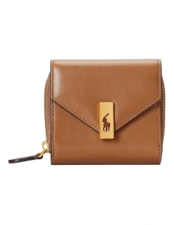 Polo Ralph Lauren Polo ID Leather Compact Wallet In Beige