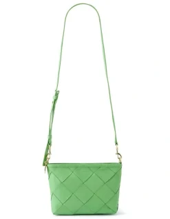 Marcs Sana Leather Weave Bag In Green Apple