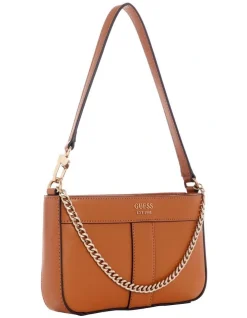 Guess Katey Baguette Shoulder Bag In Cognac