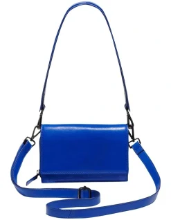 Cue Accordion Leather Bag In Cobalt Blue