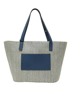 Oxford Kaya Woven Tote In Natural/Navy
