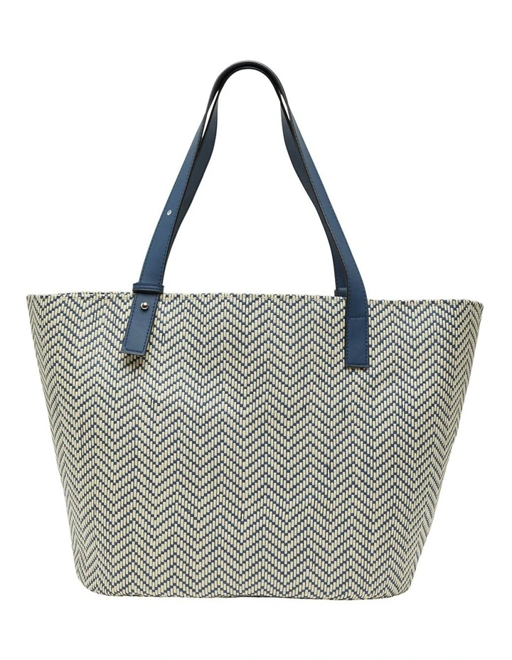 Oxford Kaya Woven Tote In Natural/Navy 5 Oxford Kaya Woven Tote In Natural/Navy - Image 3