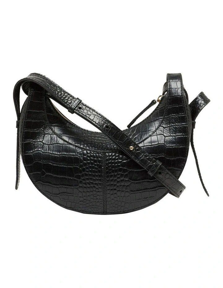 Oxford Lourdes Leather Crescent Bag In Black Croc 3 Oxford Lourdes Leather Crescent Bag In Black Croc