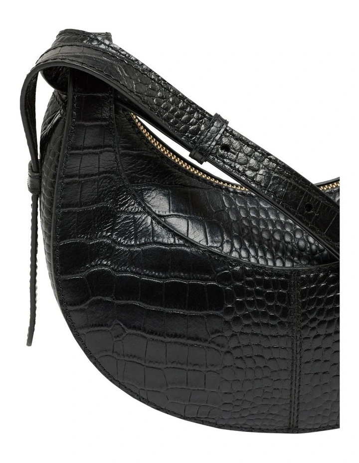 Oxford Lourdes Leather Crescent Bag In Black Croc 4 Oxford Lourdes Leather Crescent Bag In Black Croc - Image 2