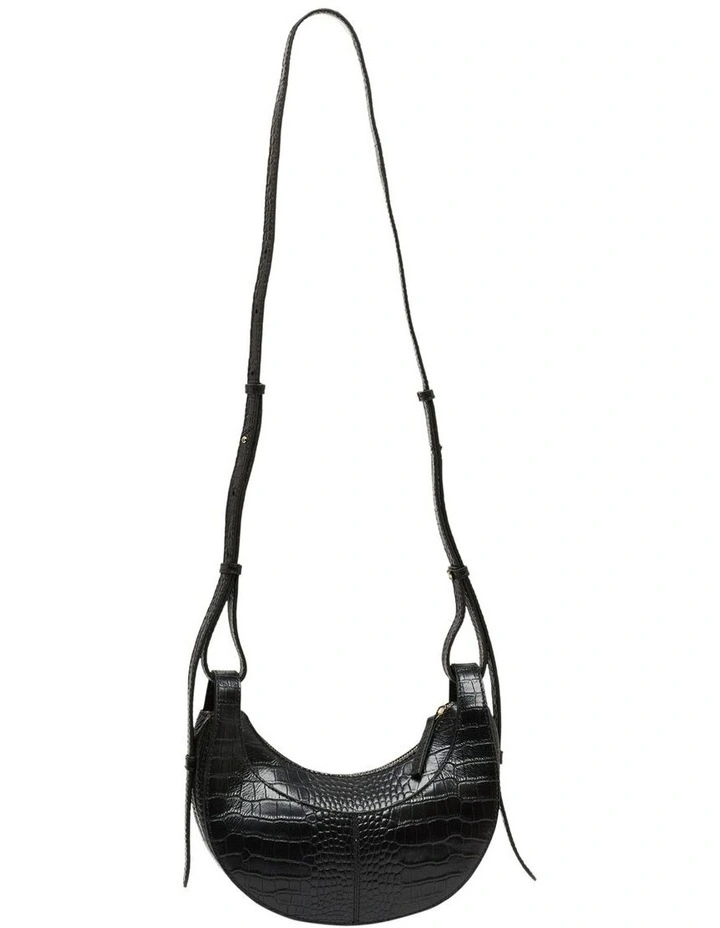 Oxford Lourdes Leather Crescent Bag In Black Croc 5 Oxford Lourdes Leather Crescent Bag In Black Croc - Image 3