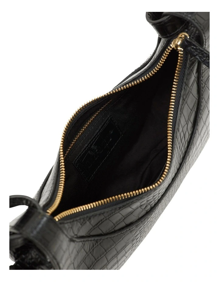 Oxford Lourdes Leather Crescent Bag In Black Croc 6 Oxford Lourdes Leather Crescent Bag In Black Croc - Image 4