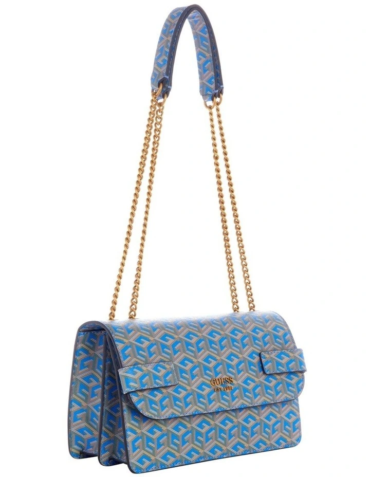 Guess Atene Aquatic Logo Flapover Crossbody Bag In Blue 6 Guess Atene Aquatic Logo Flapover Crossbody Bag In Blue - Image 4