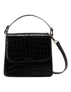 Mocha Bindi Croc Embossed Crossbody In Black