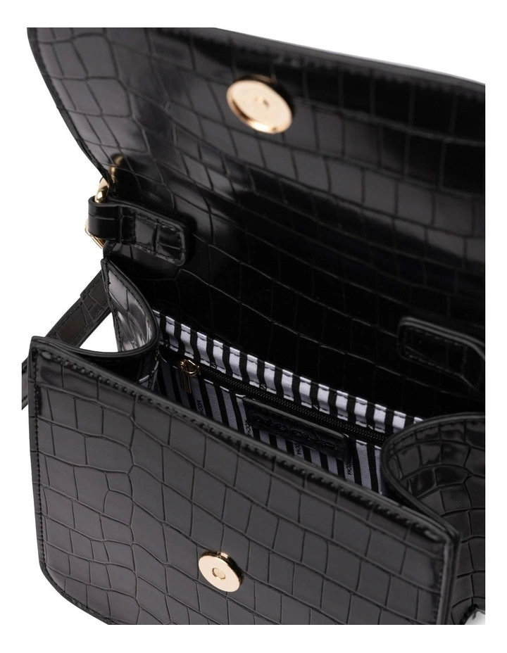Mocha Bindi Croc Embossed Crossbody In Black 5 Mocha Bindi Croc Embossed Crossbody In Black - Image 3