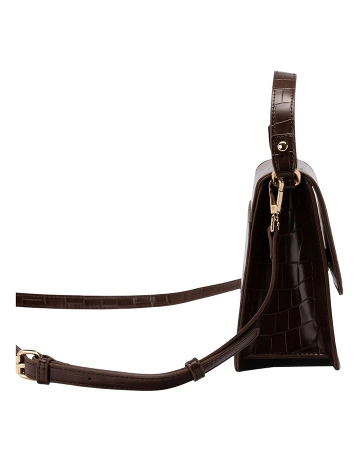 Mocha Bindi Croc-Embossed Crossbody In Chocolate 4 Mocha Bindi Croc-Embossed Crossbody In Chocolate - Image 2