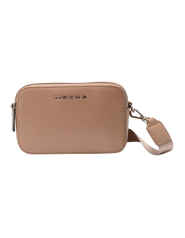 Mocha Alicia Leather Double Zip Crossbody In Taupe 3 Mocha Alicia Leather Double Zip Crossbody In Taupe