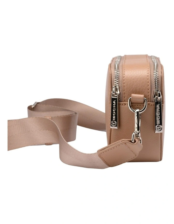 Mocha Alicia Leather Double Zip Crossbody In Taupe 4 Mocha Alicia Leather Double Zip Crossbody In Taupe - Image 2