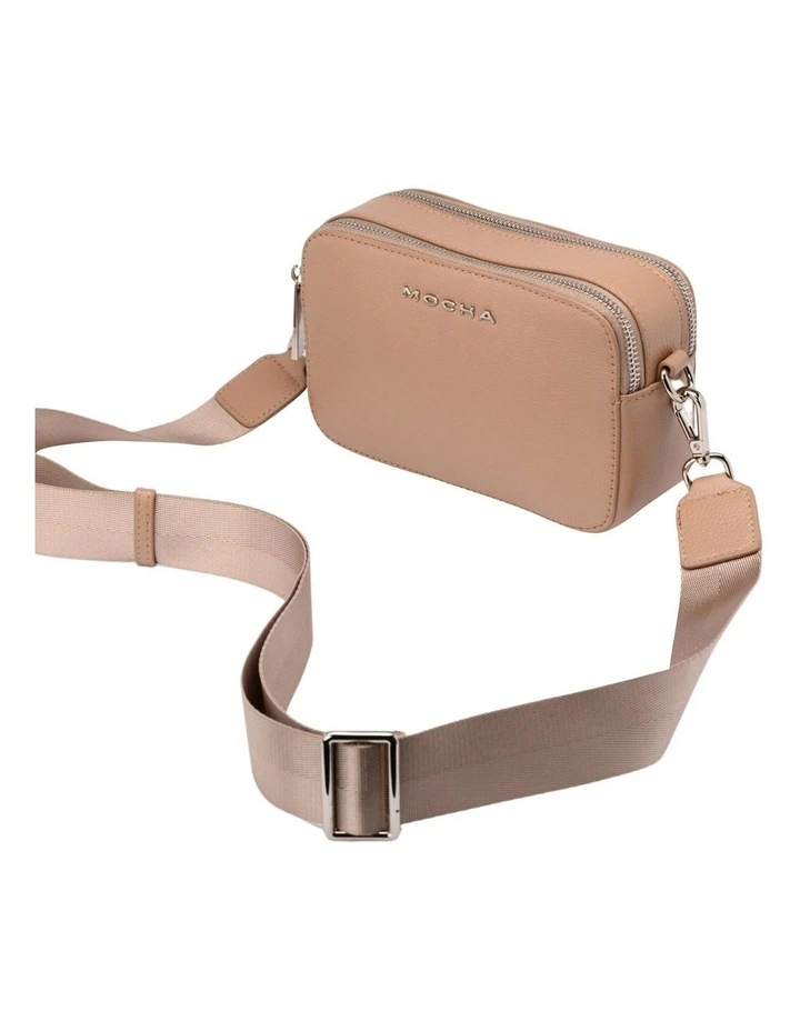 Mocha Alicia Leather Double Zip Crossbody In Taupe 6 Mocha Alicia Leather Double Zip Crossbody In Taupe - Image 4