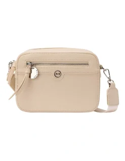 Mocha Cindi Box Crossbody Bag Fabric Strap In Cream