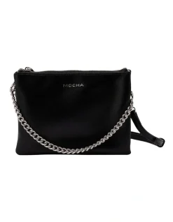 Mocha Double Jessie Crossbody In Black/Silver