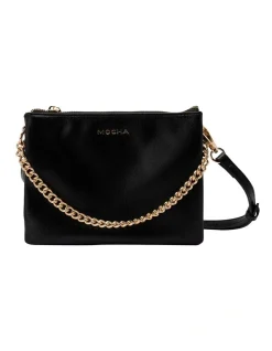 Mocha Double Jessie Crossbody In Black/Gold