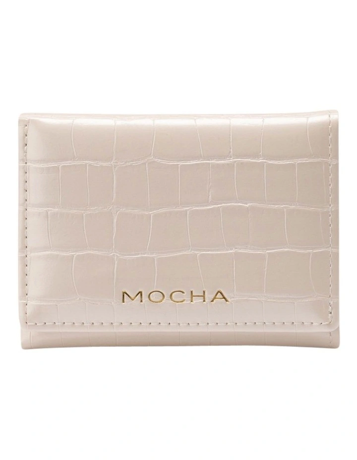 Mocha Bindi Croc-Embossed Mini Wallet In White 3 Mocha Bindi Croc-Embossed Mini Wallet In White