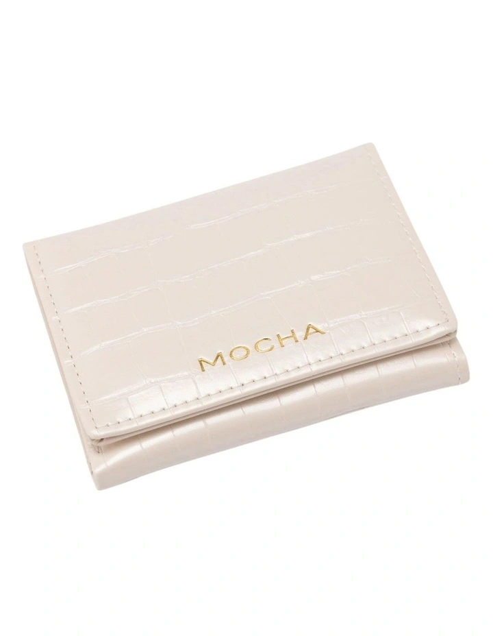 Mocha Bindi Croc-Embossed Mini Wallet In White 5 Mocha Bindi Croc-Embossed Mini Wallet In White - Image 3
