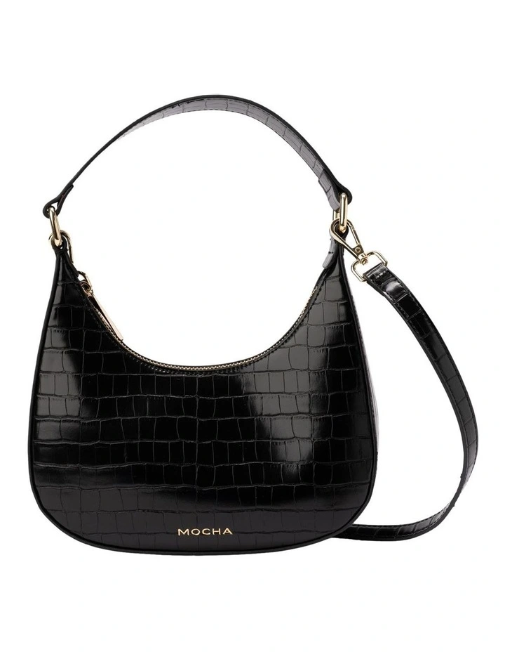 Mocha Aphrodite Stone-Effect Hobo Bag In Black 3 Mocha Aphrodite Stone-Effect Hobo Bag In Black