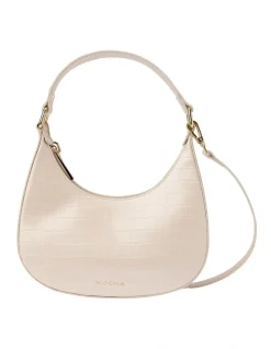 Mocha Aphrodite Stone-Effect Hobo Bag In White