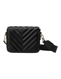 Mocha Nina Quilted Crossbody Bag In Black