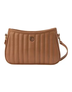 Mocha Leona Quilted Shoulder Bag In Brown