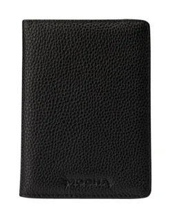 Mocha Leather Passport Holder In Black