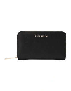 Mocha Kristin Leather Wallet In Black