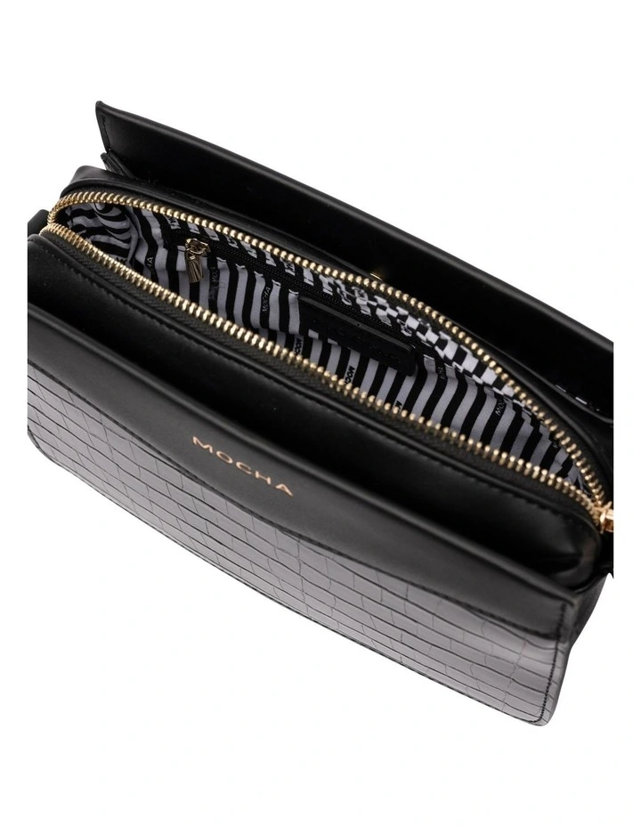 Mocha Bindi Croc-Embossed Box Crossbody In Black 5 Mocha Bindi Croc-Embossed Box Crossbody In Black - Image 3