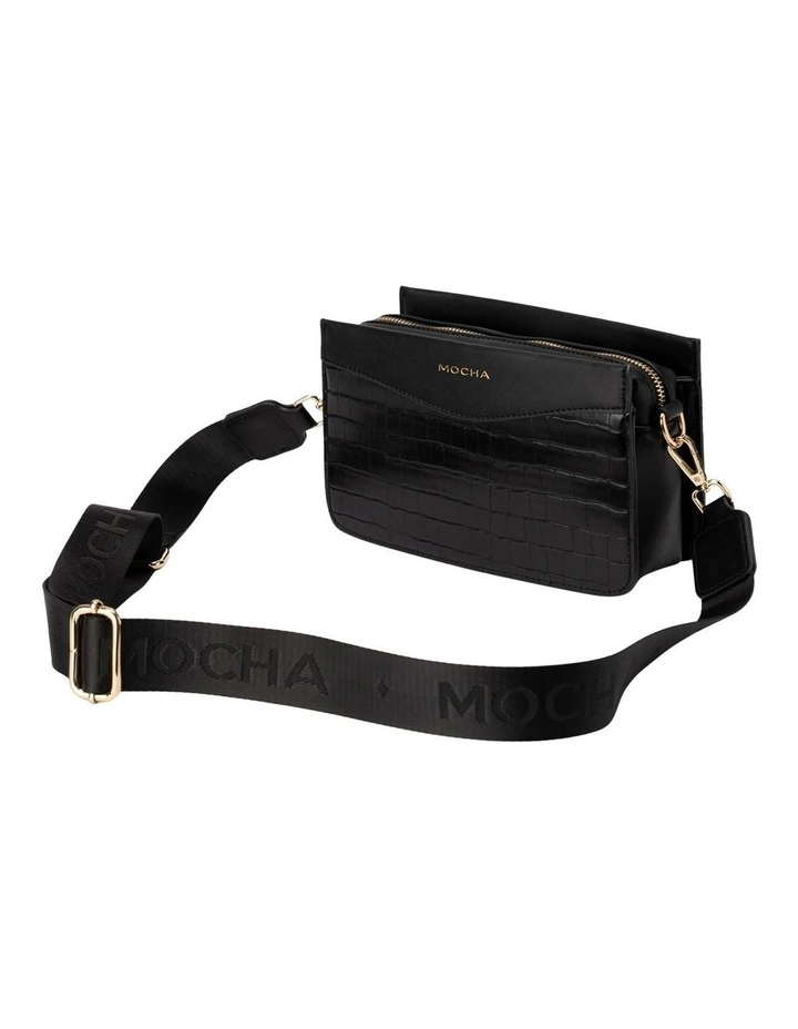 Mocha Bindi Croc-Embossed Box Crossbody In Black 6 Mocha Bindi Croc-Embossed Box Crossbody In Black - Image 4