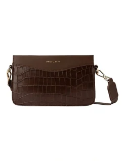 Mocha Bindi Croc-Embossed Box Crossbody In Brown